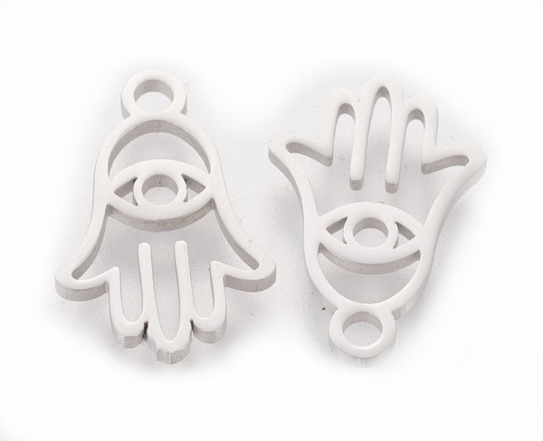 Jewellery Connector Element - Stainless Steel - Hamsa - Hand of Fatima