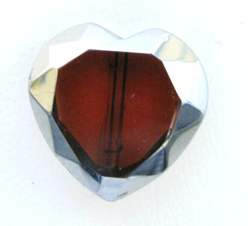 Metal effect glass element heart – rhodium topaz
