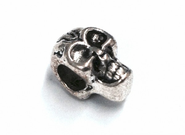 Totenkopf Perle 12x7mm - antique silber - Großloch