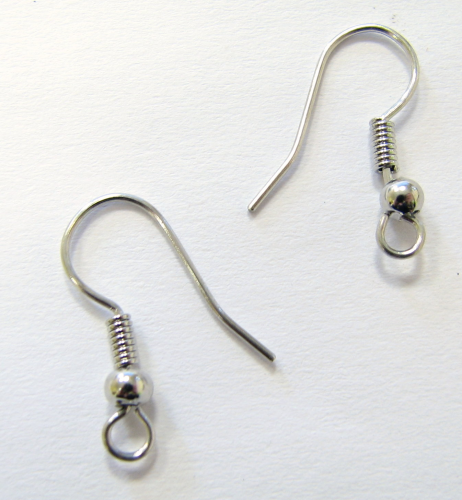 Ear pendant – fish hook – platinum colored, 2 pieces