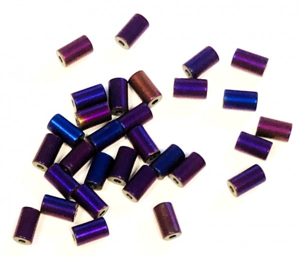 Hematite tubes 5x3 mm – 30 pcs – purple-blue matt color finish