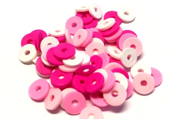 Katsuki beads - Heishi beads 10mm - pink mix - 10cm