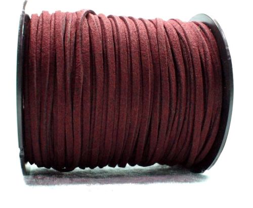 Wool ribbon flat in suede look – bordeaux – 1 meter