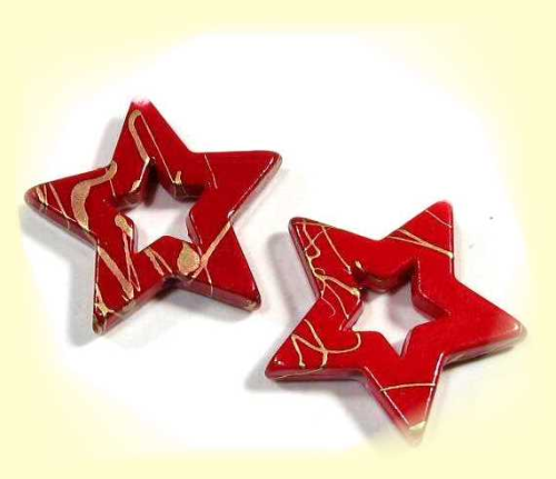 Star 26 mm – red with gold – 1 pcs.