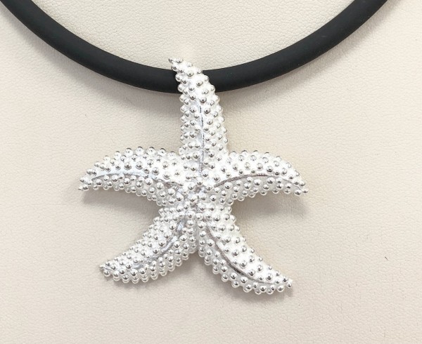 Large starfish pendant 5 cm – matt + gloss – 925 silver