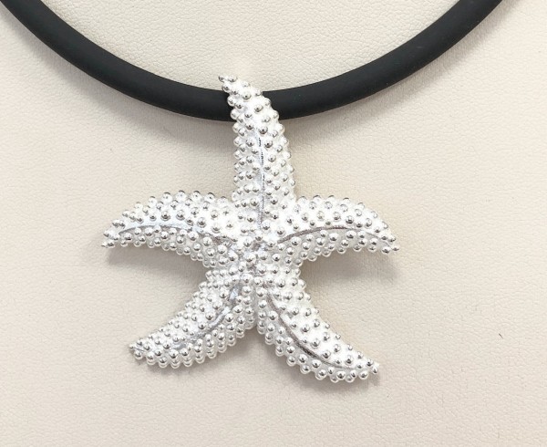 Großer Seestern Anhänger 5cm - matt + glanz - 925 Sterling-Silber