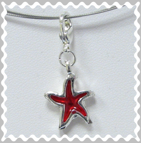 Charms – Pendant – Star red – Color: Silver