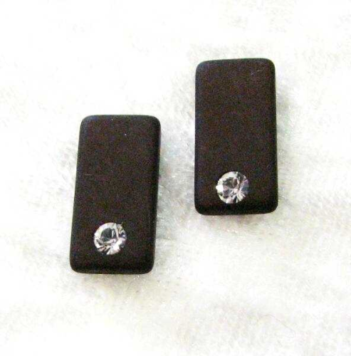 Polaris earrings with Swarovski crystal plug stainless steel – dark brown
