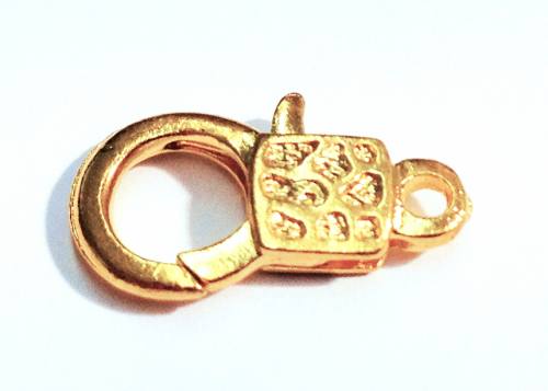 lobster claw clasp 15 mm – with pattern – color: Gold