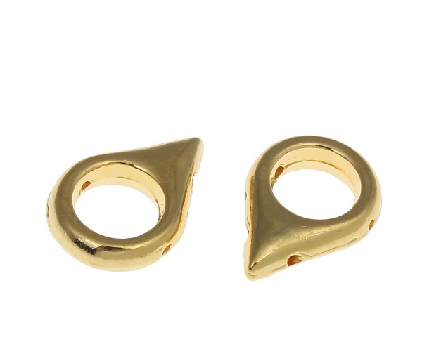 Drop element 17x12 mm with double hole gold colored – 1 pcs.