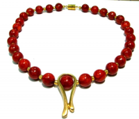 Collier Koralle - Schleife vergoldet Collier Koralle - Schleife vergoldet