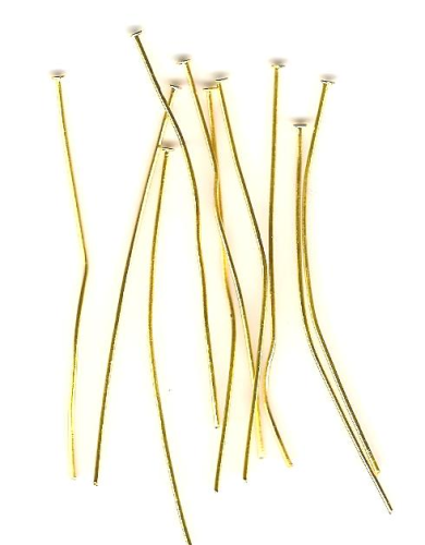 Headpins 48x0,7 mm – color: Gold – Head around 1.8 mm – 10 pcs