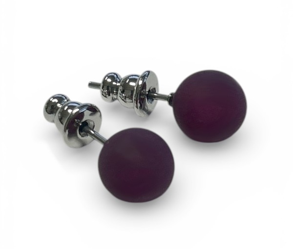 Polaris Ohrstecker 8mm --Edelstahl-- 1 Paar - aubergine