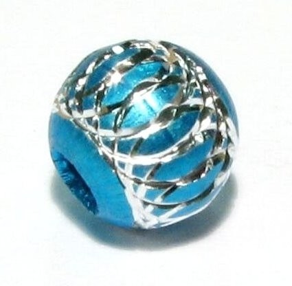 Aluminium bead 8 mm – turquoise/silver