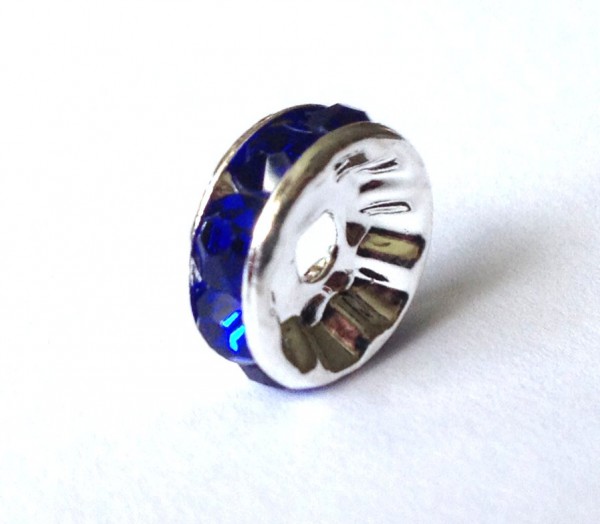 Rhinestone Radel 10 mm – silver coloured – Crystal: Light sapphires