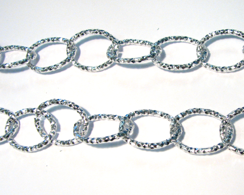 Gliederkette oval - Aluminium / Diamantschliff - 19mm breit - silber - 1 Meter