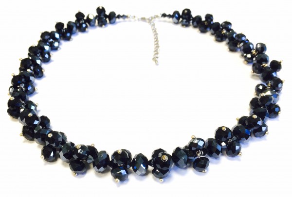 Crystal collier – length adjustable – handcrafted – dark indigo AB