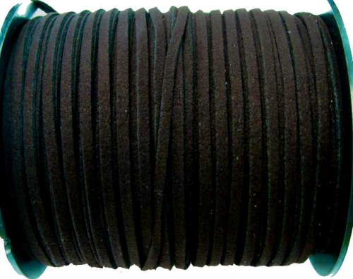 Wool ribbon flat in suede look – dark brown – 1 meter