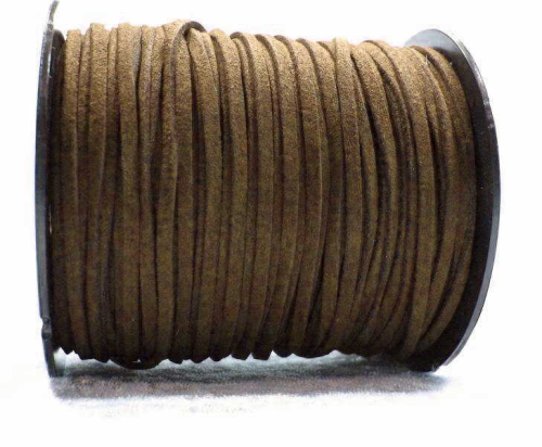 Wool ribbon flat in suede look – light brown/camel – 1 meter