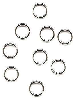 Jump rings / Binding rings 6x1 mm – closed – 53 pieces – silver coloured