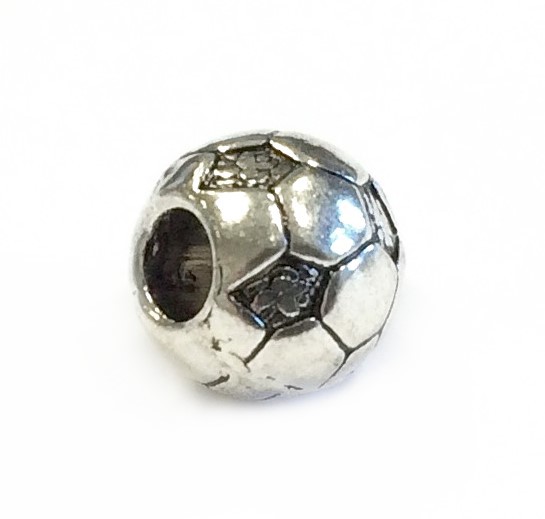 Fußball Perle 11mm - antique silber - Großloch