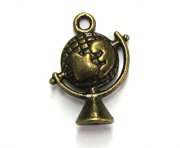 Globus - 20x16mm - Anhänger antique bronze