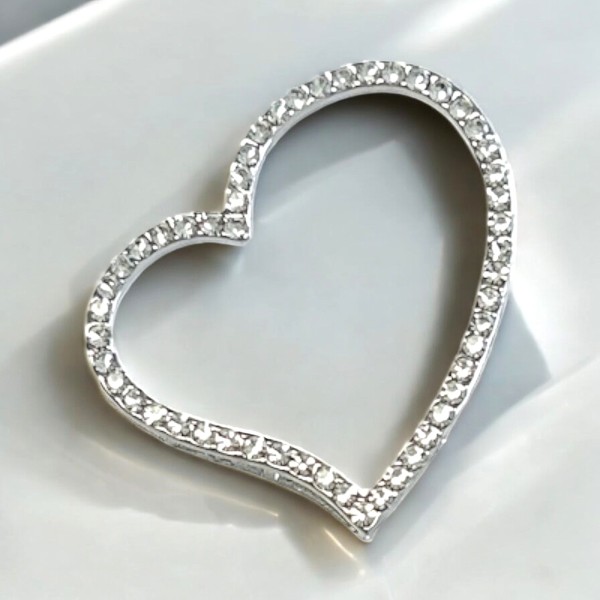 Creative pendant -Crystal heart – all set with crystals – color: Silver