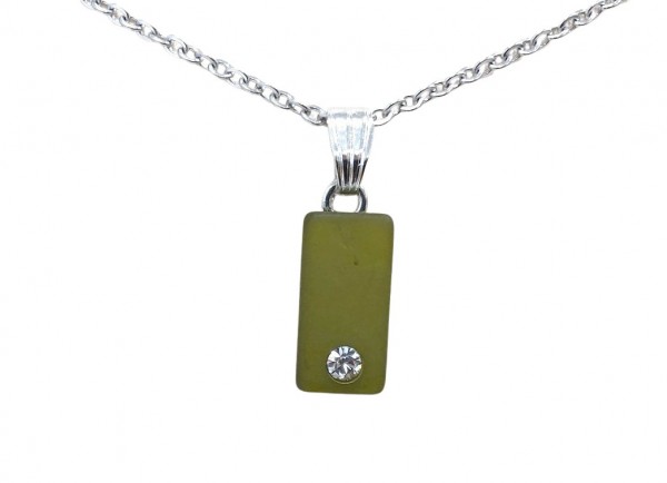 Polaris Chain Pendant with Swarovski Crystal – silver-olive