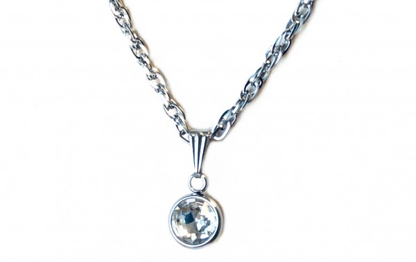 Chain with crystal pendant – stainless steel – available in different lengths