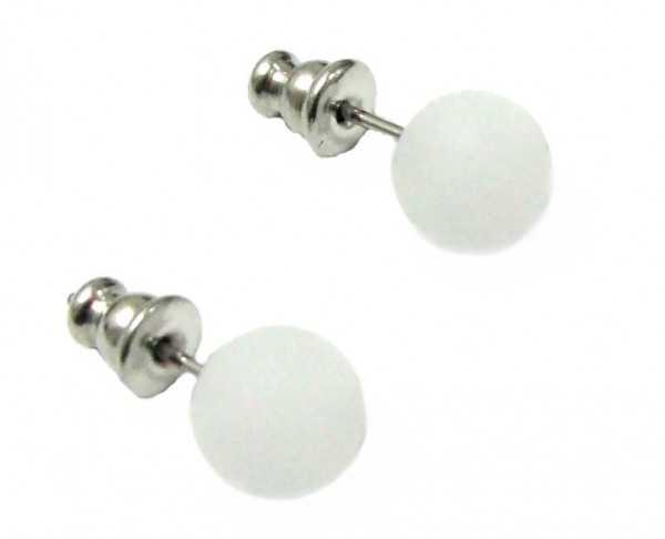 Polaris Earrings 8 mm --Stainless steel- 1 pair – white