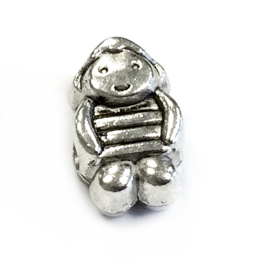 Girl bead 14x9x8 mm – antique silver – big hole