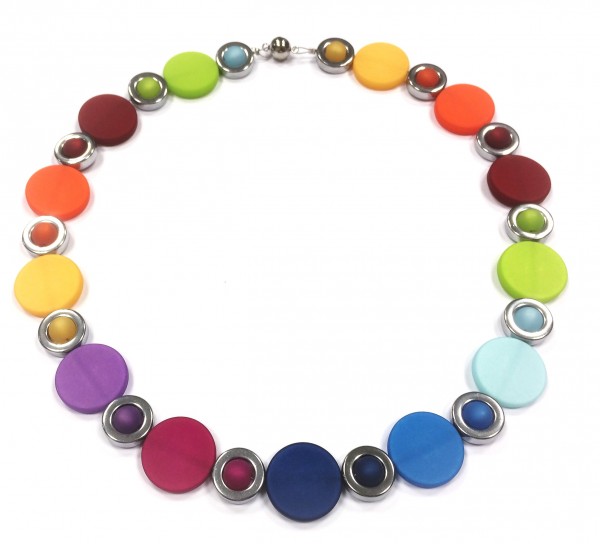 Polaris Coin Rainbow + Hematite Collier available in different lengths