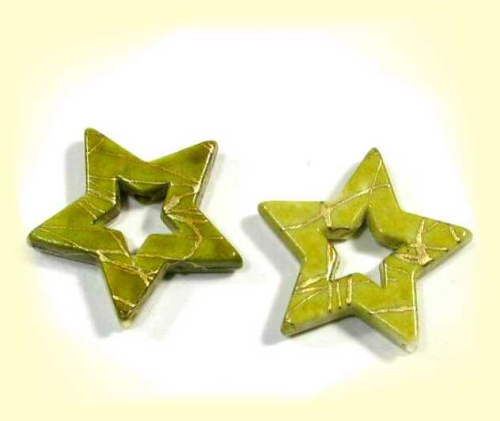 Star 26 mm – green with gold – 1 pcs.