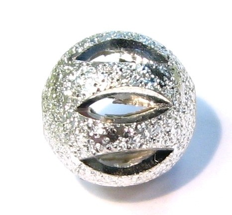 Perle diamantiert durchbrochen 10mm - echt versilbert