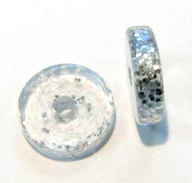 Spacer disc 08 mm Fine glitter silver – 1 pcs.