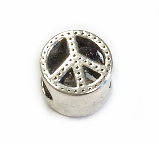 Peace Perle 10x7mm - antique silber - Großloch