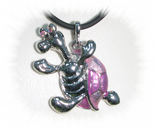 Turtle -Pink mix Turtle pendant with crystal stones