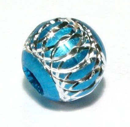 Aluminium bead 10 mm turquoise silver