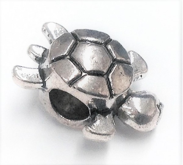 Turtle bead 16x11x8 mm – silver colored – Large hole