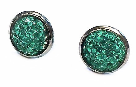 Earrings starlight 10 mm – Stainless steel – 1 pair – Color: Starlight emerald