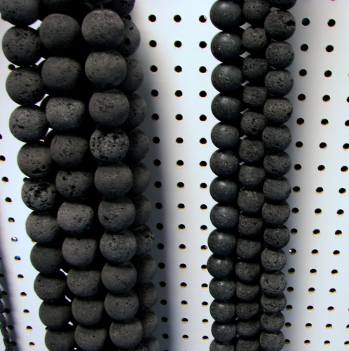 Lava round beads 14 mm – black – 1 strand approx.40 cm