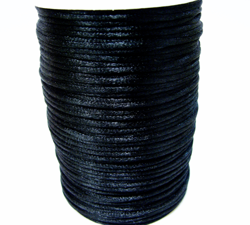 Silk ribbon 2 mm – black – 1 meter artificial silk