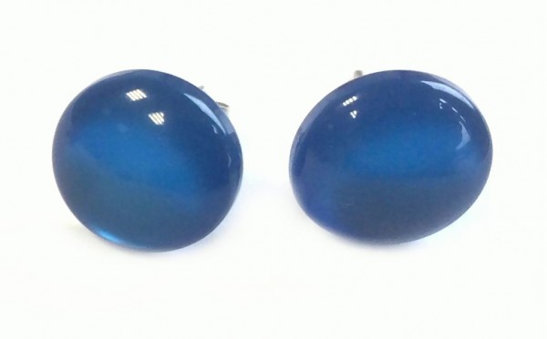 Ohrstecker 12mm - Edelstahl - 1 Paar - royalblau glänzend