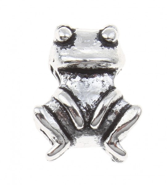 Frog bead 11x9x8 mm – antique silver – big hole – 1 pcs.