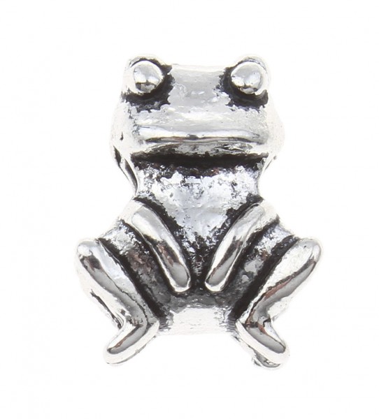 Frosch Perle 11x9x8mm - antique silber - Großloch - 1 Stück