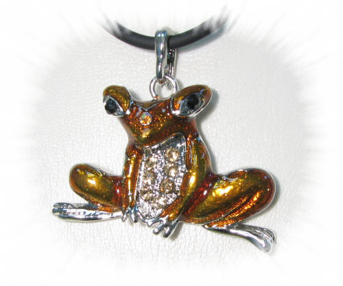 Frog -Golden Topaz Froggy Pendant with Crystal Stones