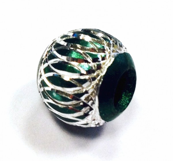 Aluminum bead 10 mm green-silver