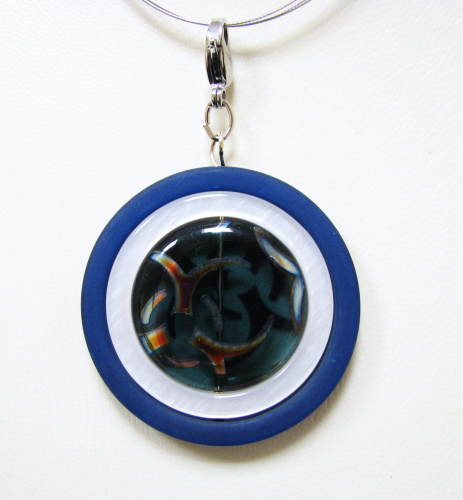 Polaris glass pendant -Navy- with lobster claw clasp or necklace strap