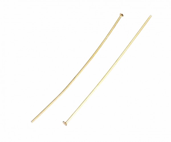 Headpins 50x0,7mm - stainless steel gold colored - head flat 1,5mm - 10 pieces