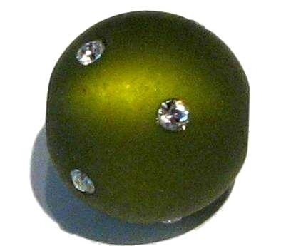 Polarisperle olive 16mm - mit Swarovski-Kristall